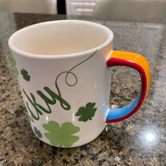 LANG Irish "Lucky" Coffee Tea Mug Ceramic Rainbow Handle Shamrocks St. Patty's - Picture 8 of 8